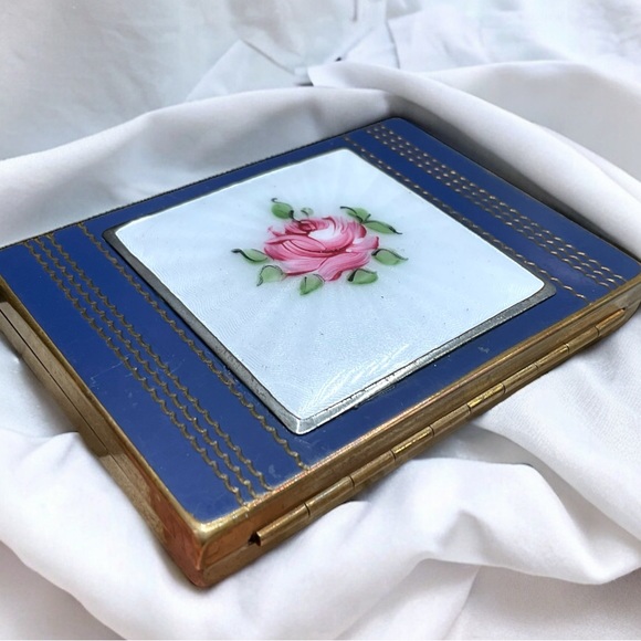 🌺Vintage 1940’s Art Deco Guilloche Enamel Compact - Picture 12 of 14